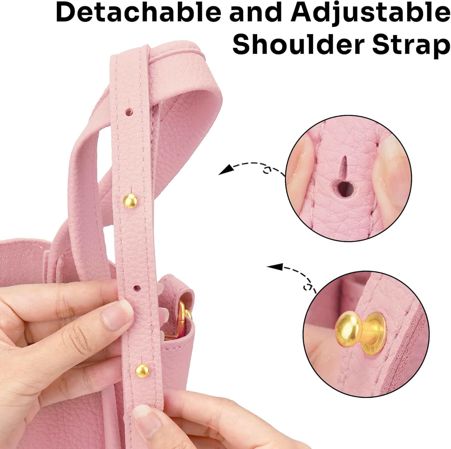 Bucket Bag for Women - Soft Vegan Leather Crossbody Purse with Detachable Pouch, Cream White Shoulder Handbag - Image 5