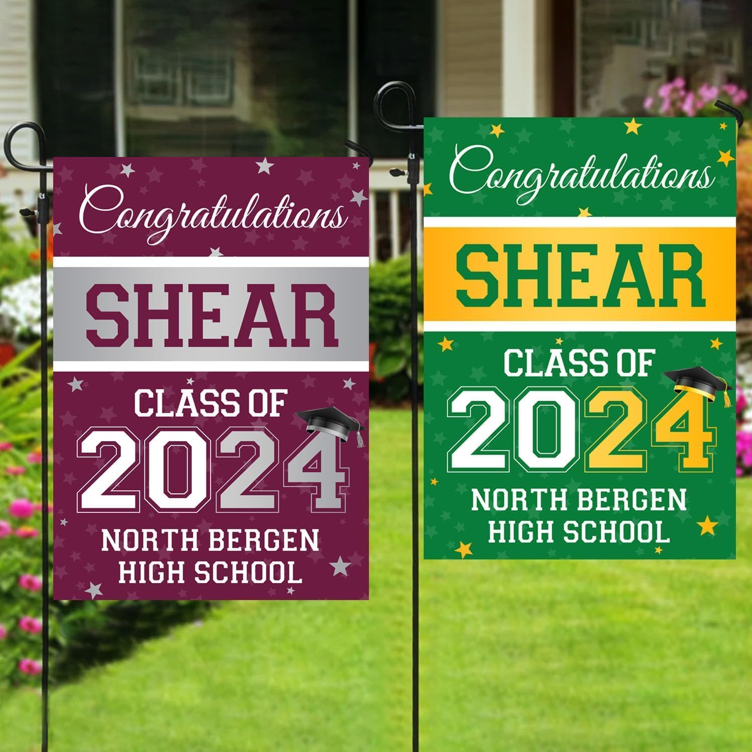 Personalized Graduation Flag 2024, Class of 2024, High School College Grad Yard Sign, 12x18 inches, Polyester, Double Sided, Rectangular
