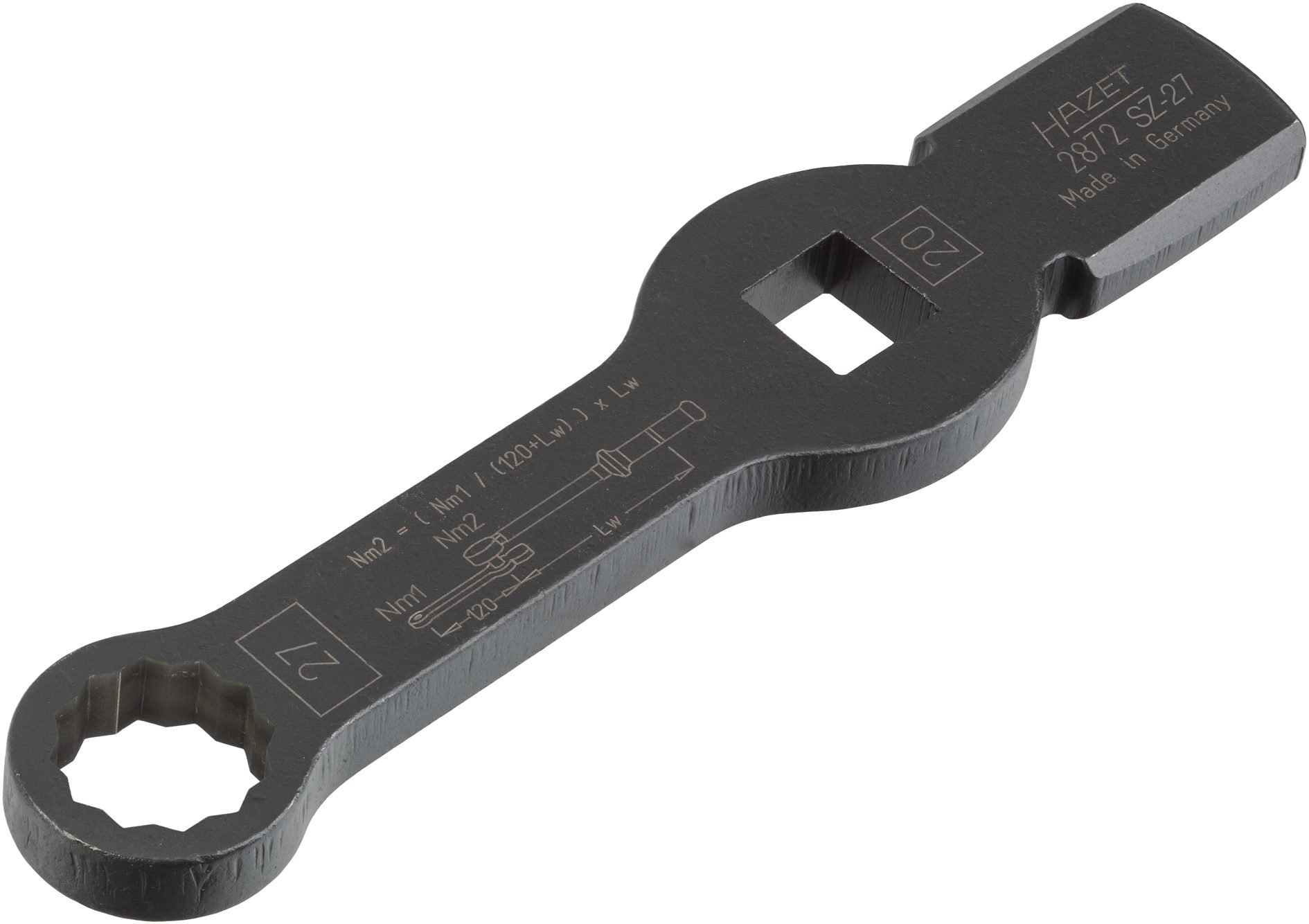 HAZET 2872SZ-27 Striking Ring Spanner (2 Striking Faces, Square 20 mm (3/4 Inch), External Double Hex Profile - Image 2