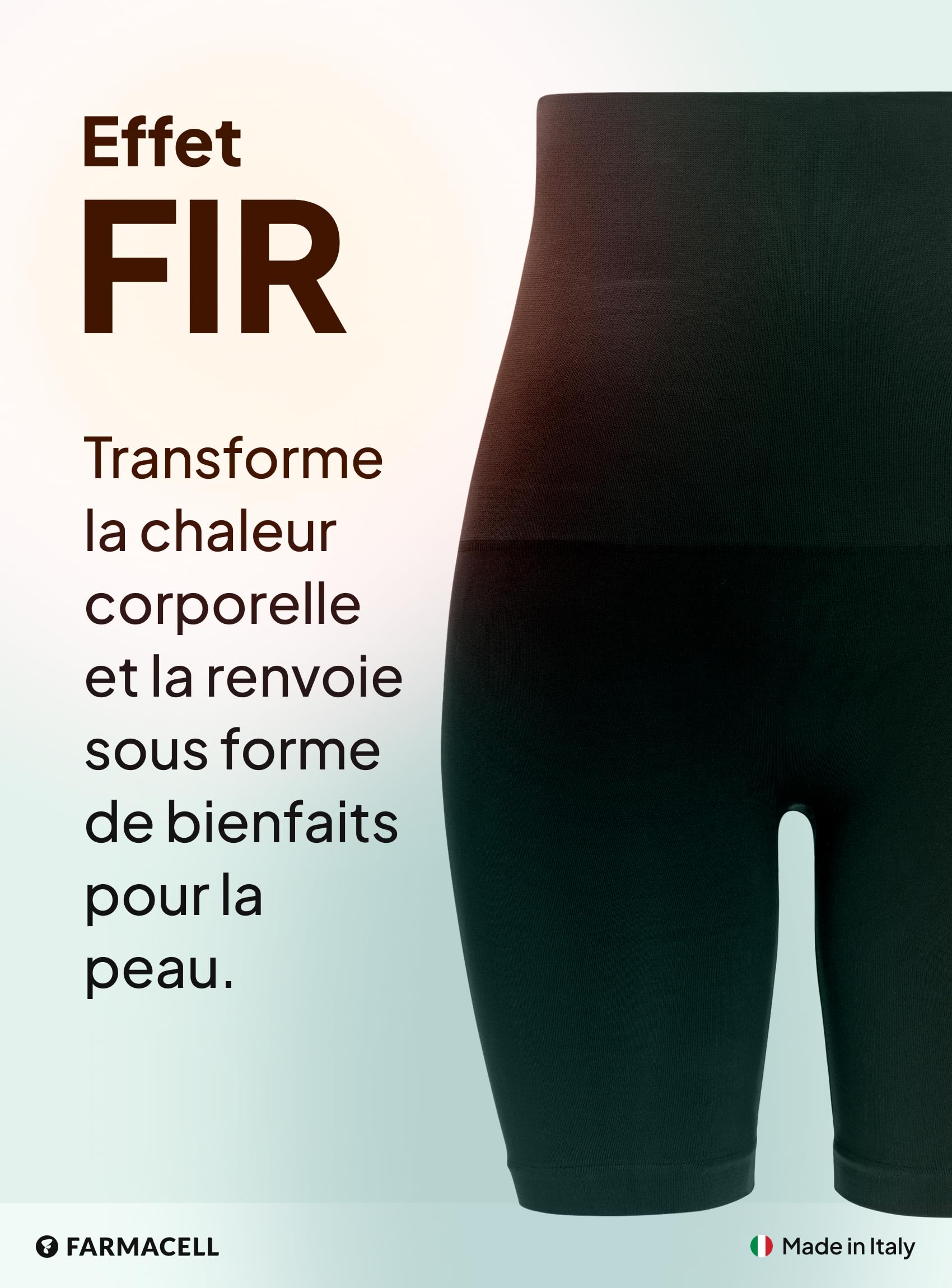 Farmacell Panty Gainant Femme Anti-Cellulite à Effet FIR, Taille Haute Rabattable, Made in Italy, 603Y