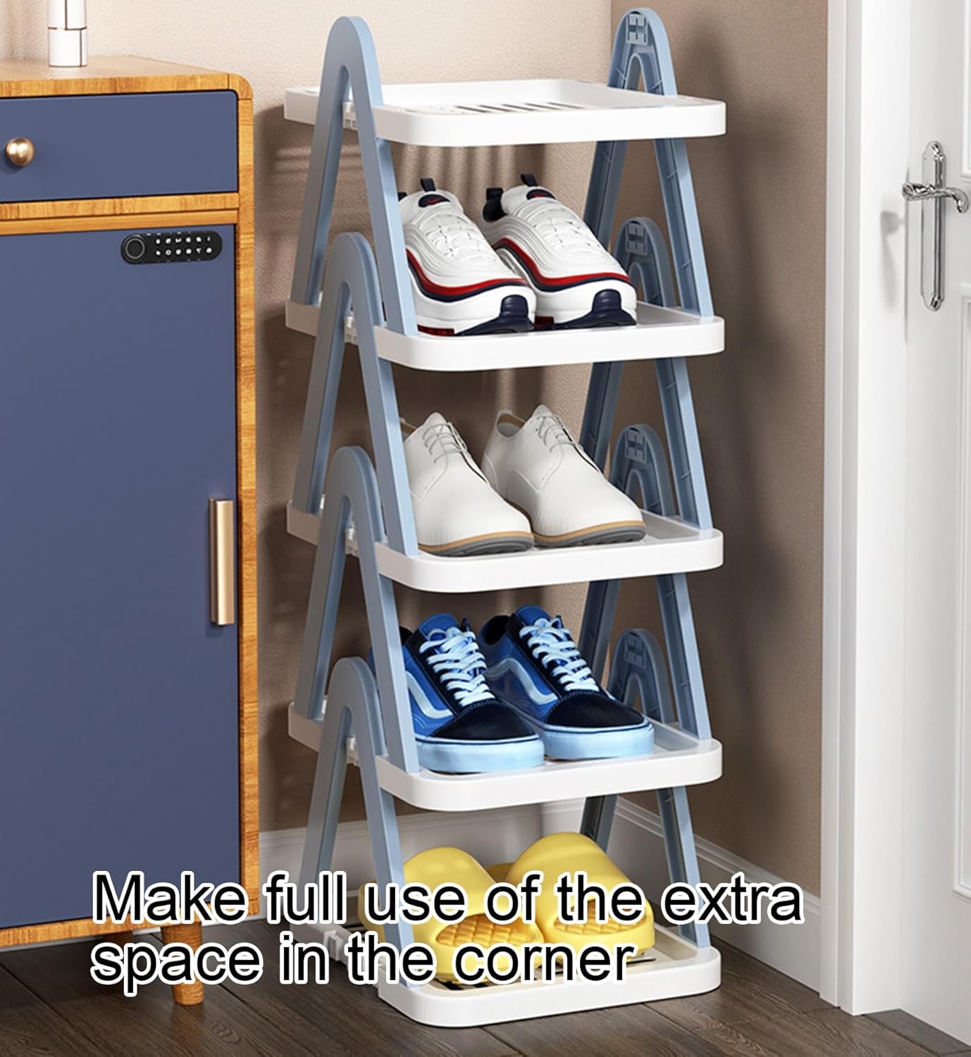 Vertical Shoe Rack, Adjustable Narrow Shoe Organizer, Free Standing Shoe Rack, Stackable Shoe Tower Rack Organizer,B,3rd Floor