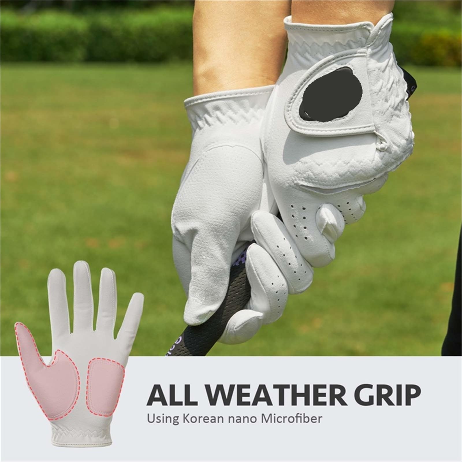 Guanto da golf Guanti da golf uomo, 2 pezzi, for golfista destrorso, mancino, antiscivolo, resistente all'usura, confortevole, traspirante, in tessuto per principianti(Right Hand,Medium 23)