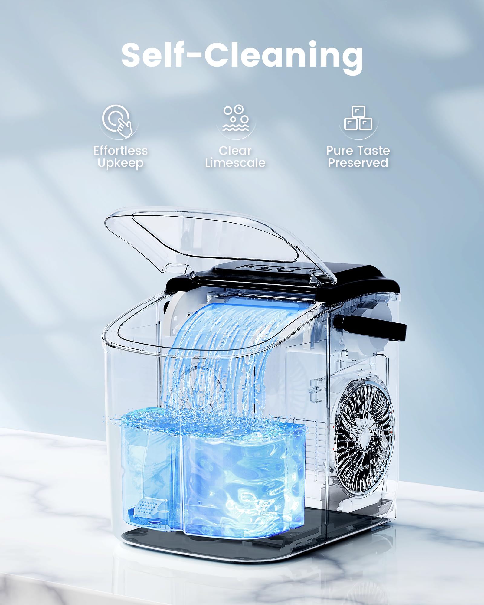 CyberChill Countertop Ice Maker, Portable Ice Machine with Handle, 6 Mins Fast Ice, 26 lbs/Day, Self-Cleaning with Ice Basket & Scoop, for Home, Kitchen, RV, Camping on Fridge.com