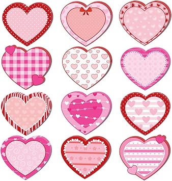 240Pcs Heart Sticky Notes, Pink Red Sticky Tabs, Self-Stick Pads, Cute Memo Notes, 12 Packs 20 Sheets/Pack, Office School Study Supplies for Girls Students Teachers Kids Women Valentines Day