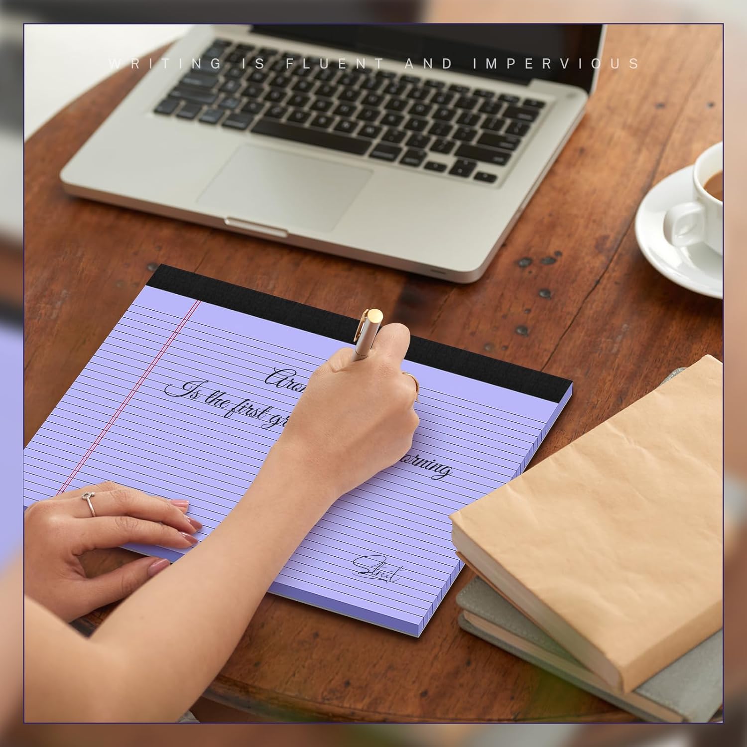 5 Pack Wide Legal Pads 11" x 9.5" Landscape Pink Purple Blue Green Yellow College Ruled Note Pad Narrow Ruled 30 Sheets per Notepad Perforated Writing Paper Thick Backboard Horizontal Pads of Paper - Image 7