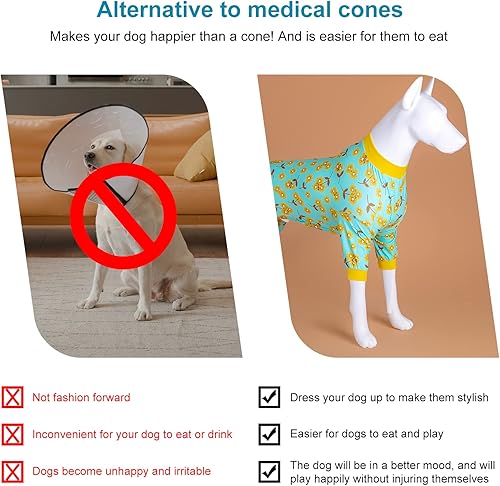 Miniatura 6 de LovinPet Pitbull - Pijama para perros grandes, alivio de la ansiedad de mascotas, protección solar, tela elástica cómoda, estampado de flores de