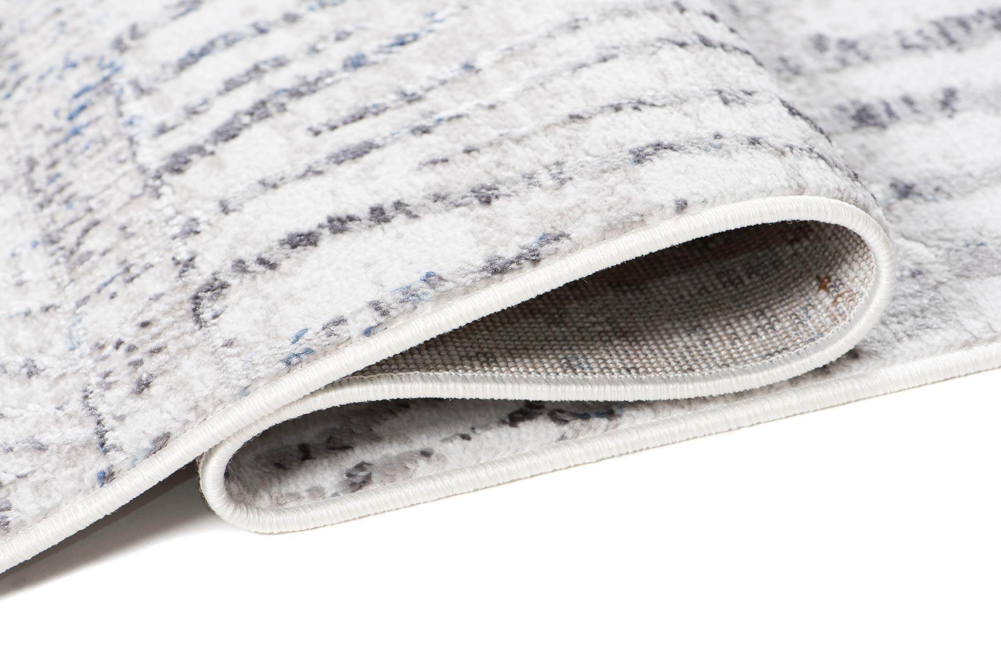 TAPISO Sky Tapis de Salon Chambre Salle à Manger Adulte Bureau Design Moderne Bleu Clair Gris Clair Vintage Moucheté Motif Ethnique Poil Court Doux Moelleux 80 x 150 cm
