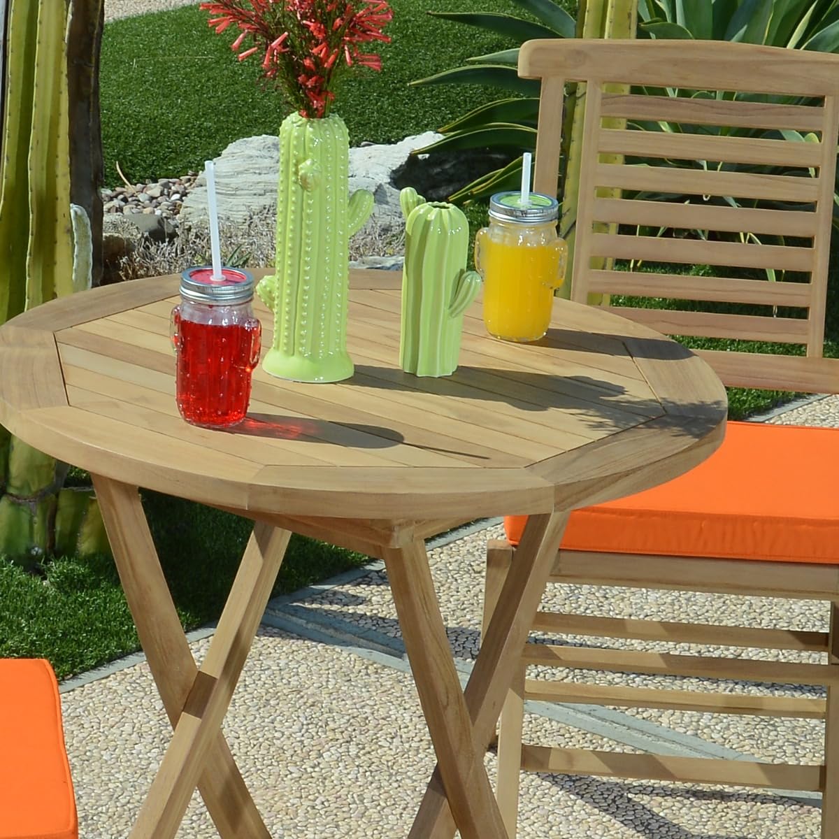 Teck'Attitude Table Pliante Ronde en Teck Massif Opio ø 75 cm
