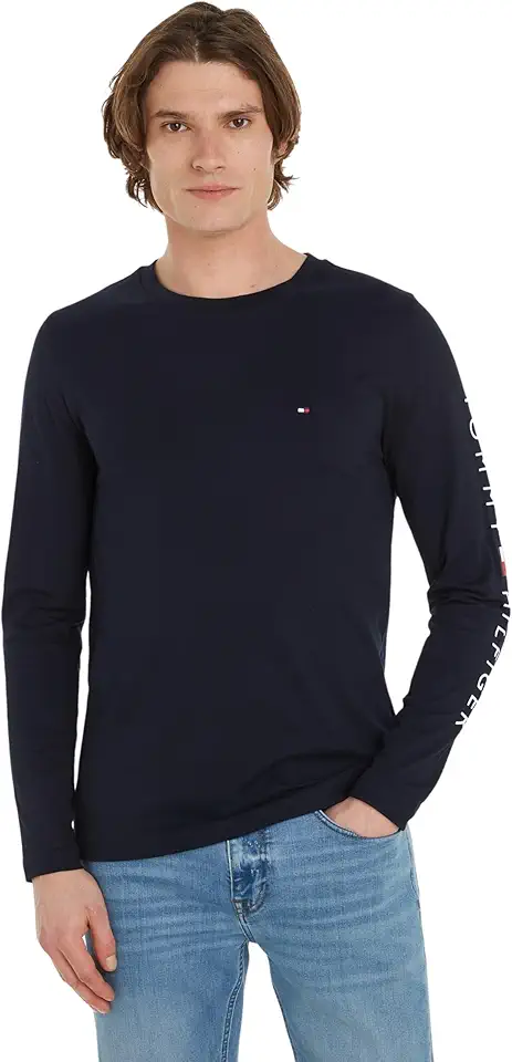 Tommy Hilfiger Herren Langarmshirt Tommy Logo Long Sleeve Tee Basic