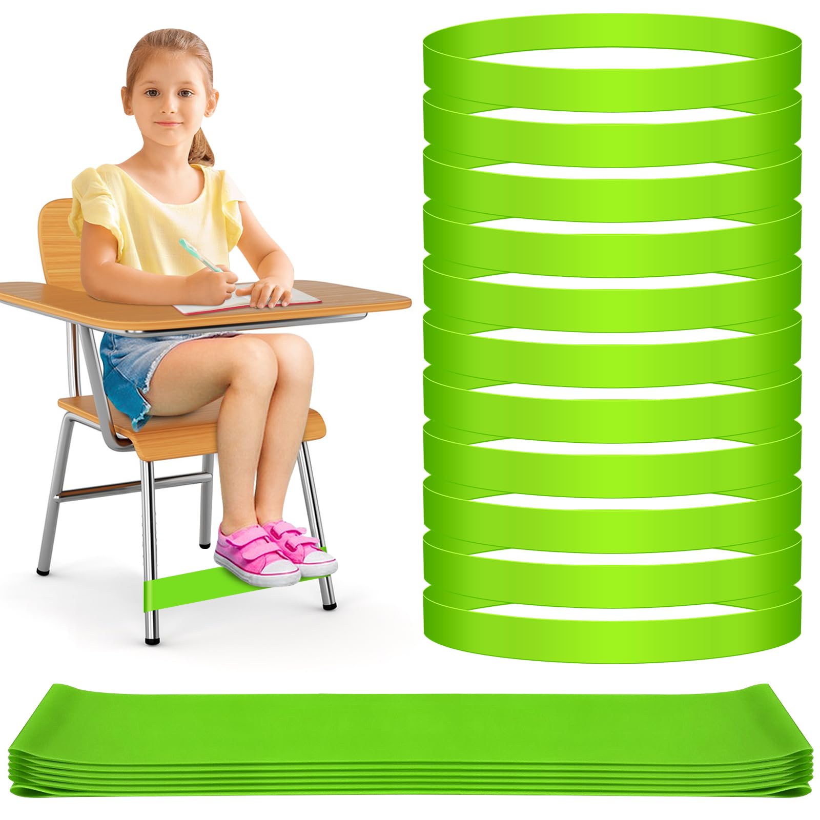 20 Pack Chair Bands for Kids with Fidgety Feet, ADHD Tools for Kids, ROOKEA Sensory Room Must Haves for ADHD Kids Fidget Chair Bands Autism Classroom Must Haves ADHD Tools for Classroom Home Chairs
