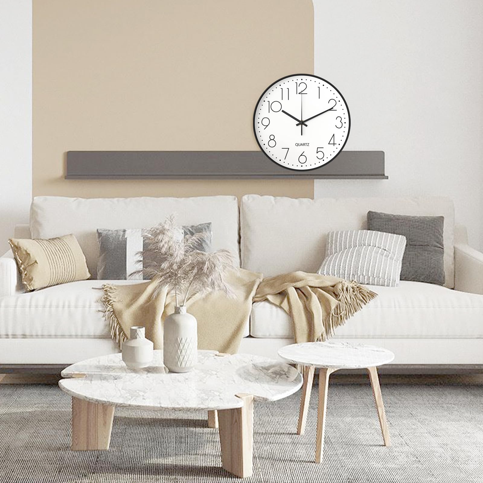 GIBOHOM Horloge Murale Silencieuse 20 cm Pendule Ronde Décorative Quartz pour Maison Cuisine Bureau