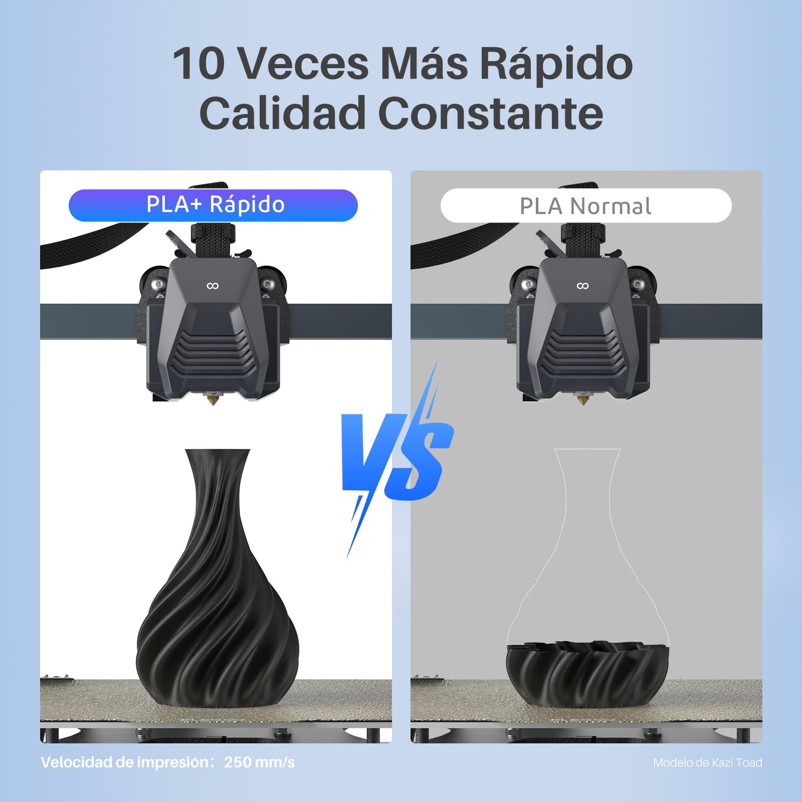 ELEGOO Filamento PLA+ Alta Velocidad 1.75mm 1KG Negro, 30-600mm/s, Precisión Dimensional +/- 0.02mm