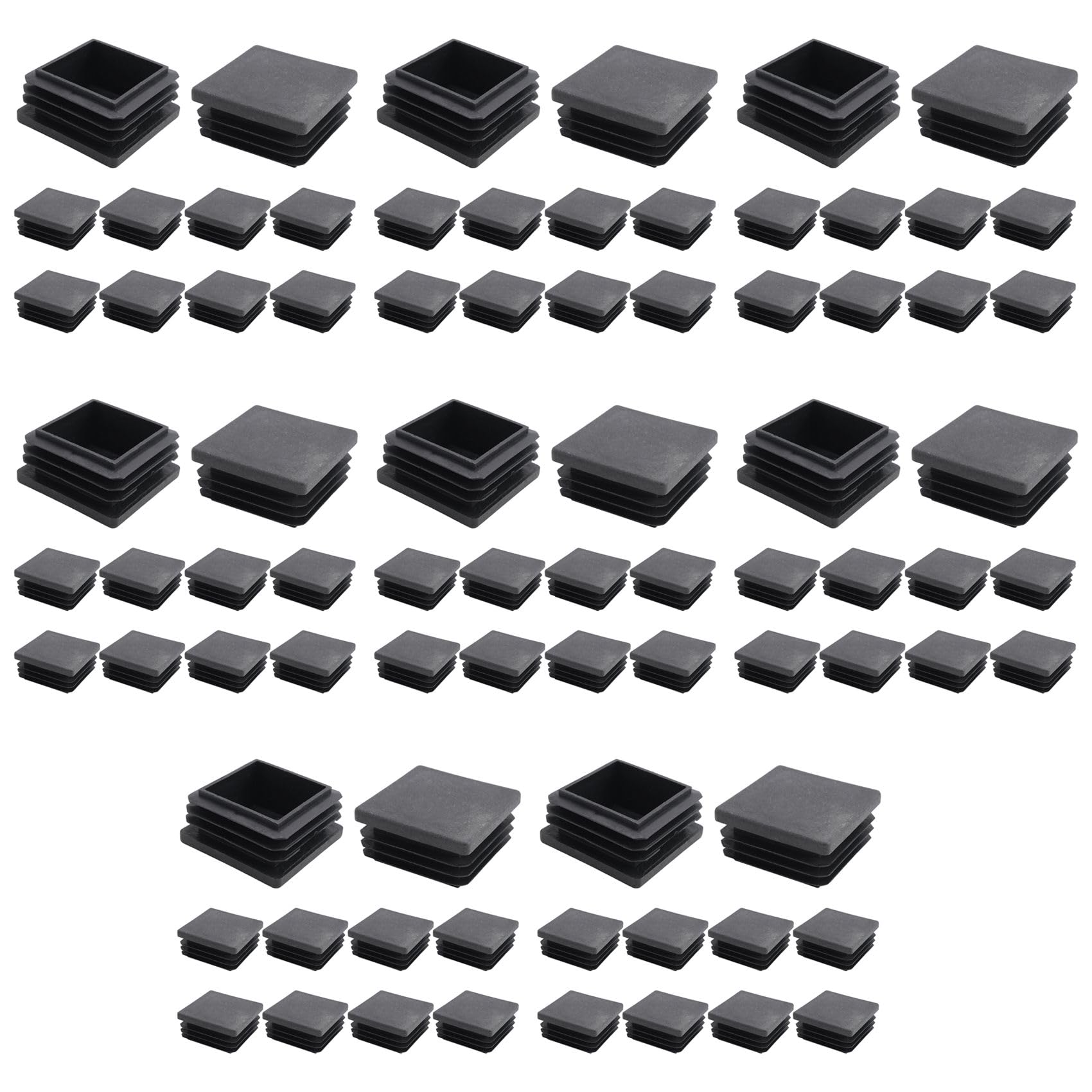 Hndhbfgrt 80 Pcs Plastic Square Blanking End Cap Tubing Tube Inserts 38mm X 38mm