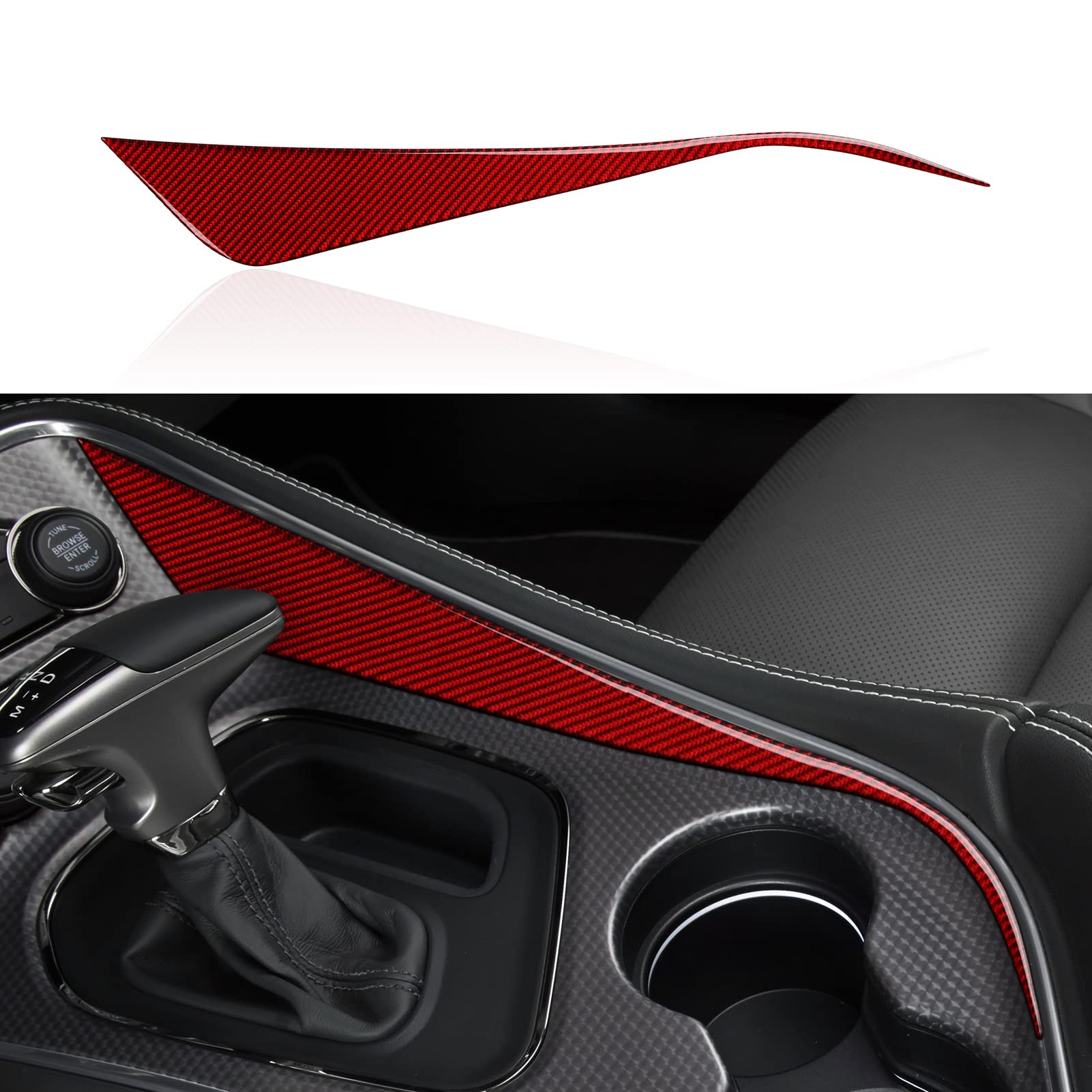 Moldura de cambios roja con diseño deportivo para Dodge Challenger 2015 y superiores