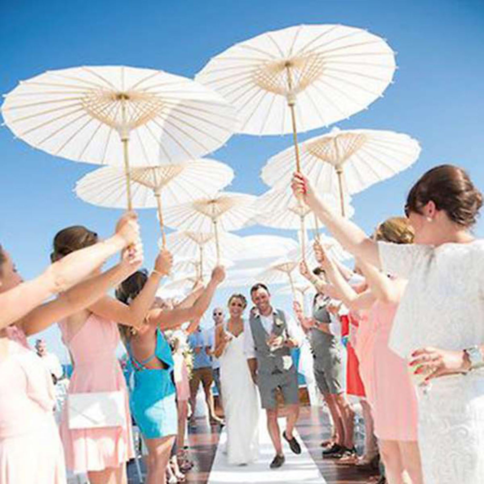 36 Sztuk Papierowy Parasol 60Cm Parasol Plażowy Biały Parasol DIY Fotografia Rekwizyty na Baby Shower Wesele