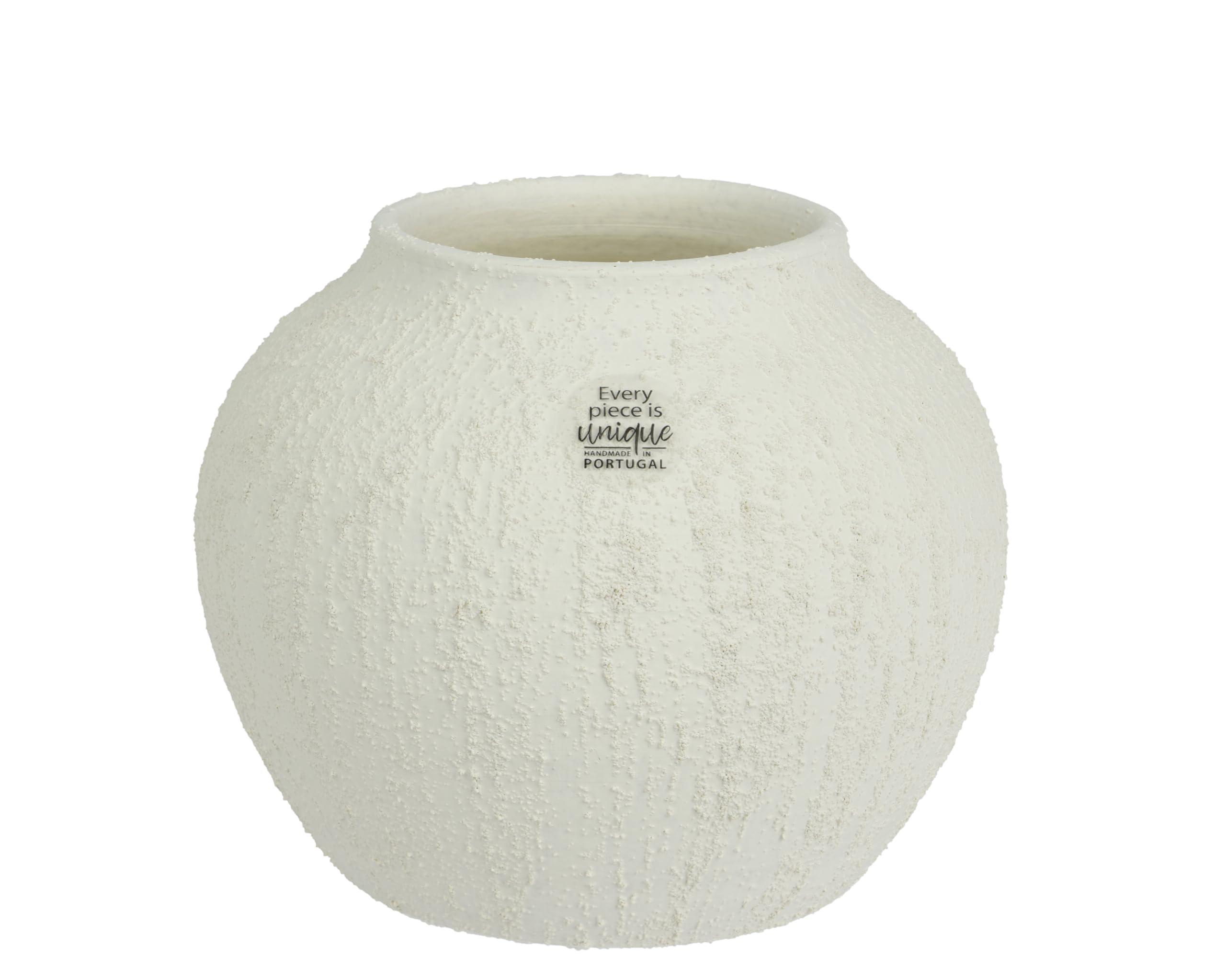 Vase en terre cuite sphérique 20x16 cm fait main aspect rugueux