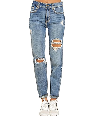 luvamia Boyfriend Jeans for Women Stretch High Waisted Ripped Distressed
