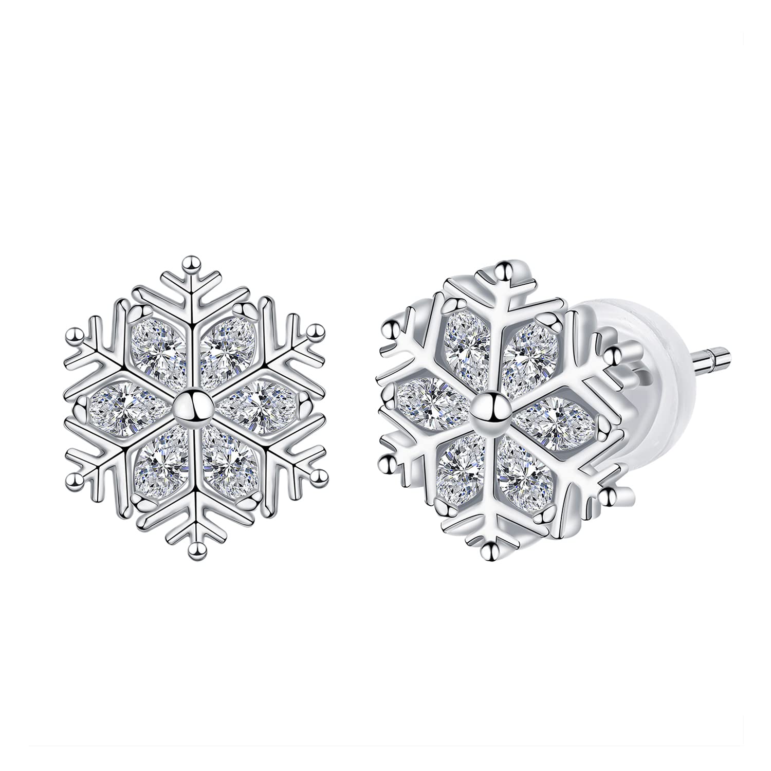 Hifeeled Orecchini Fiocco di Neve Donna Argento 925 con Zirconia Natale Invernale Gioielli Donna Regalo Originale