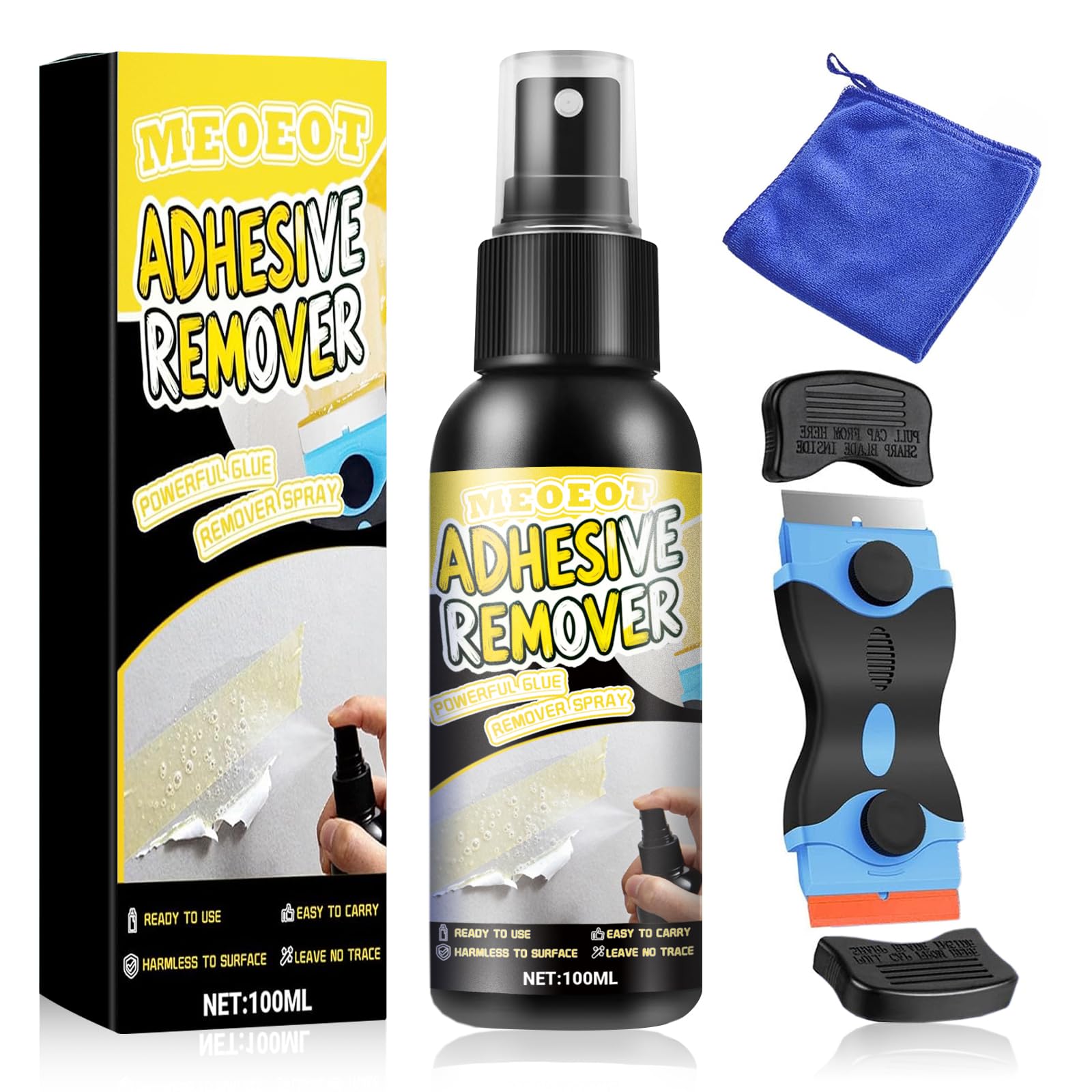 Dissolvant Colle Spray Décapant Adhésif 100ML avec Grattoir