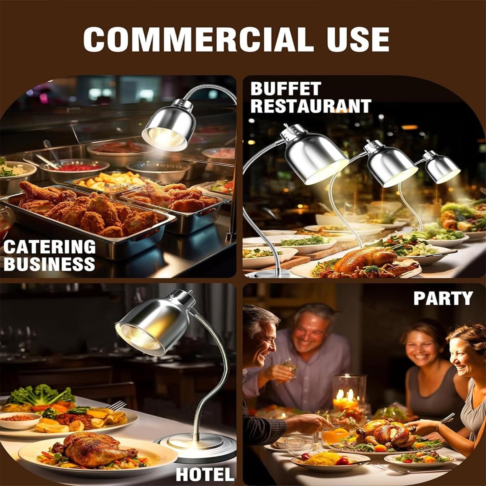 Free Standing Commerciale Food Warmer lampada di calore, 250W Bulb, piegabile regolabile altezza a buffet più caldo per il servizio di ristorazione, nozze, festa, bar, ristorante, cucina, hotel, risto