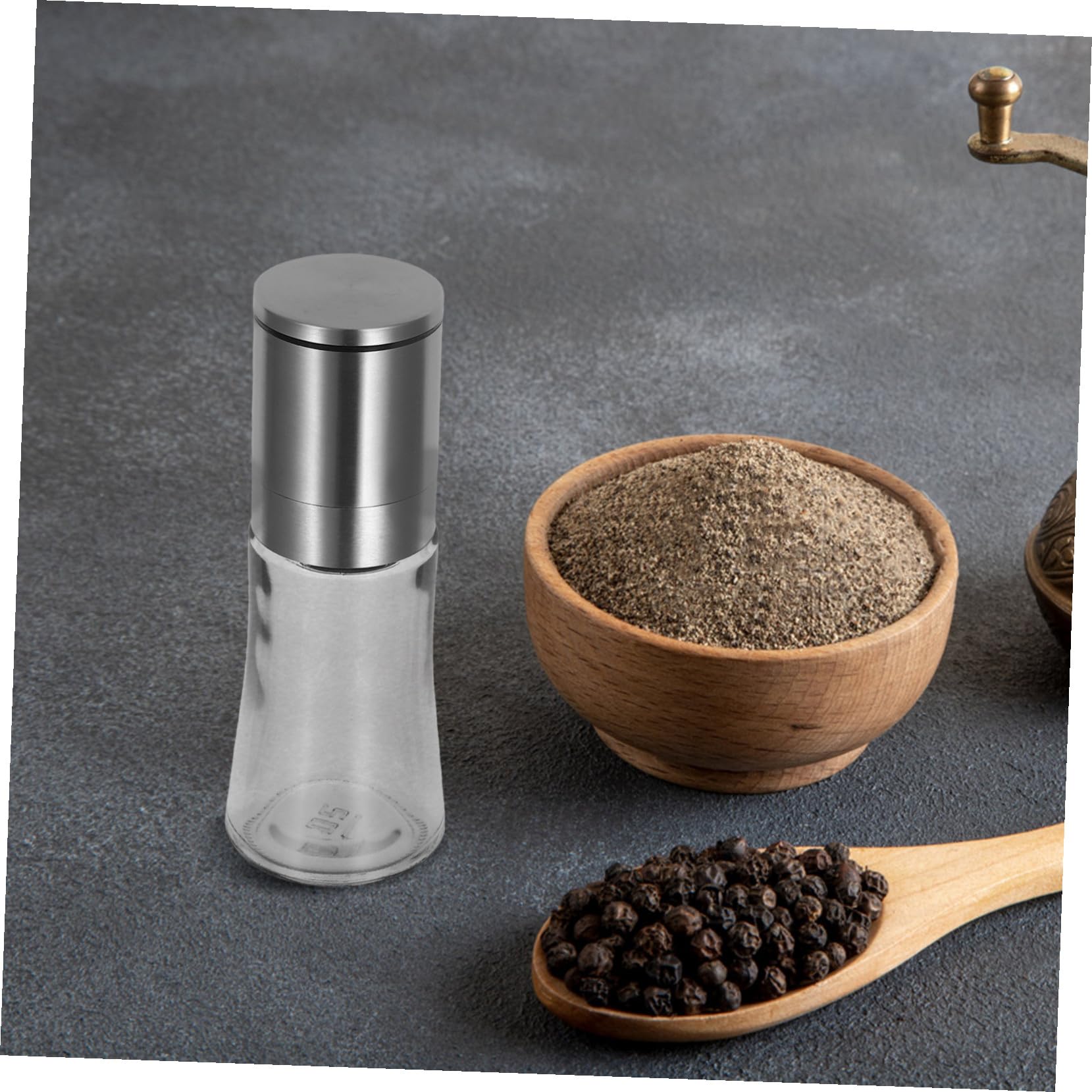 OUNONA 2 pezzi Macina Spezie Manuale in Acciaio con Finestra Trasparente per Condimenti e Macina Portatile per Cucina e Outdoor
