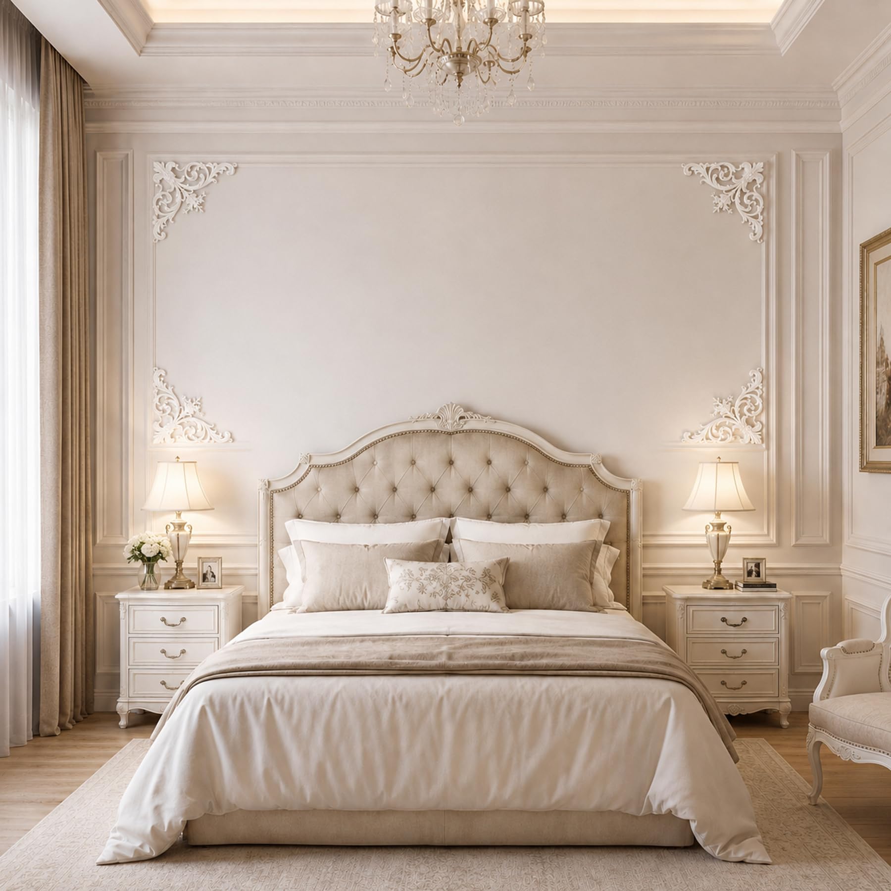 4 PCS Angolari Decorativi per Pareti E Soffitti in PU Modanature Angolari 3D con Decorazioni Floreali Profili Decorativi Verniciabili per Cornici E Angoli Elegante Finitura