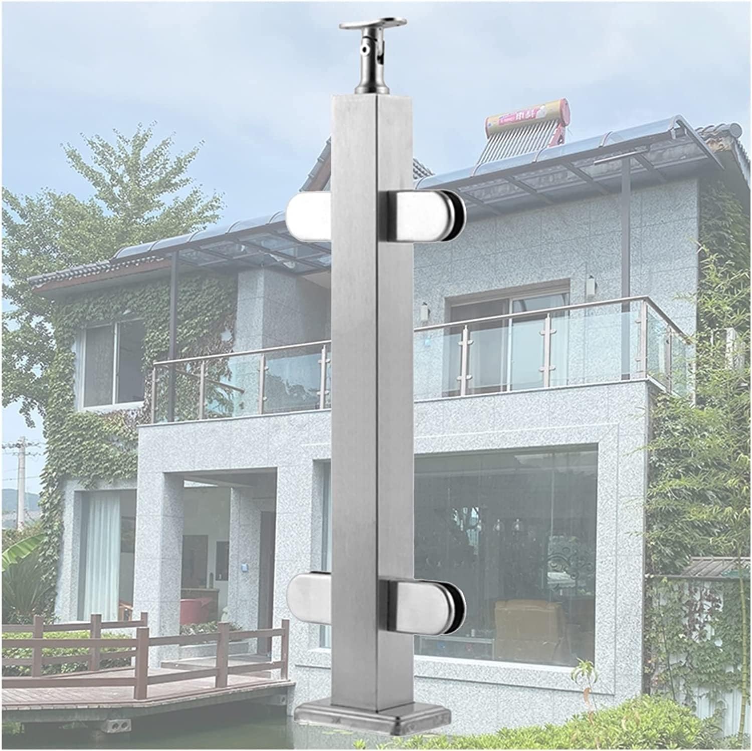 Gyeqxkt Mid Post Glass Railing System With Glass Panel Columns And Handrails For Balcony Swimming Pool And Staircase Support Rods Guardrail ( 85Cm)