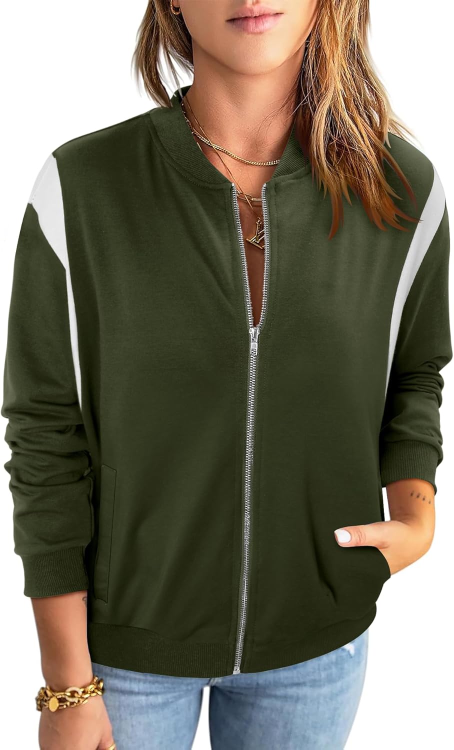 CRAZY GRID Women's Zip Up Jacket Casual Long Sleeve Sweatshirts Fall Coat Outerwear Windbreaker with Pockets S-XXL - Image 2