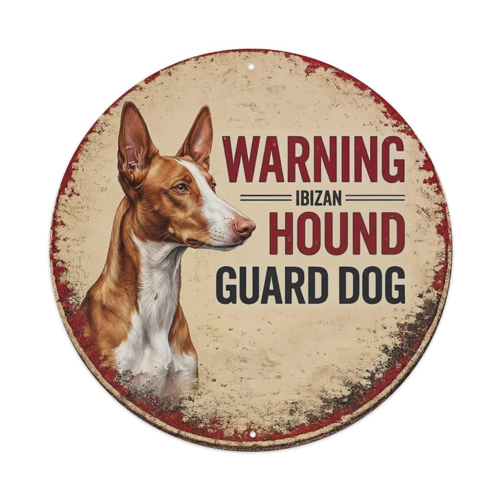 Metal Tin Sign Vintage Warning Ibizan Hound