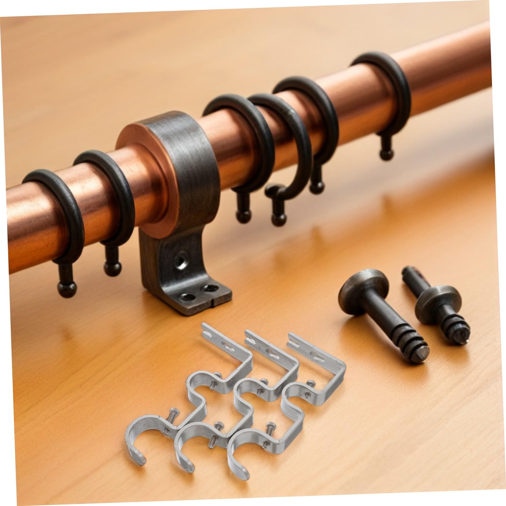 6 Pcs Supports de Tringle à Rideaux Doubles en Fer Robustes Compatible Stores Romains et Rideaux D'ameublement pour Salon, Chambre à Coucher Cuisine