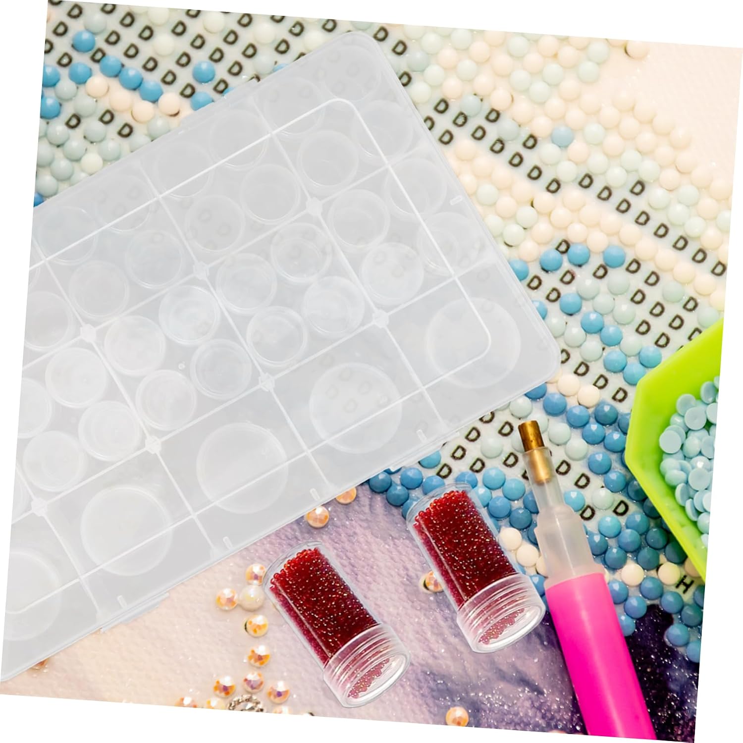 Bead Organizer Plastic 45 Grid Box with Adjustable Dividers for Crafts