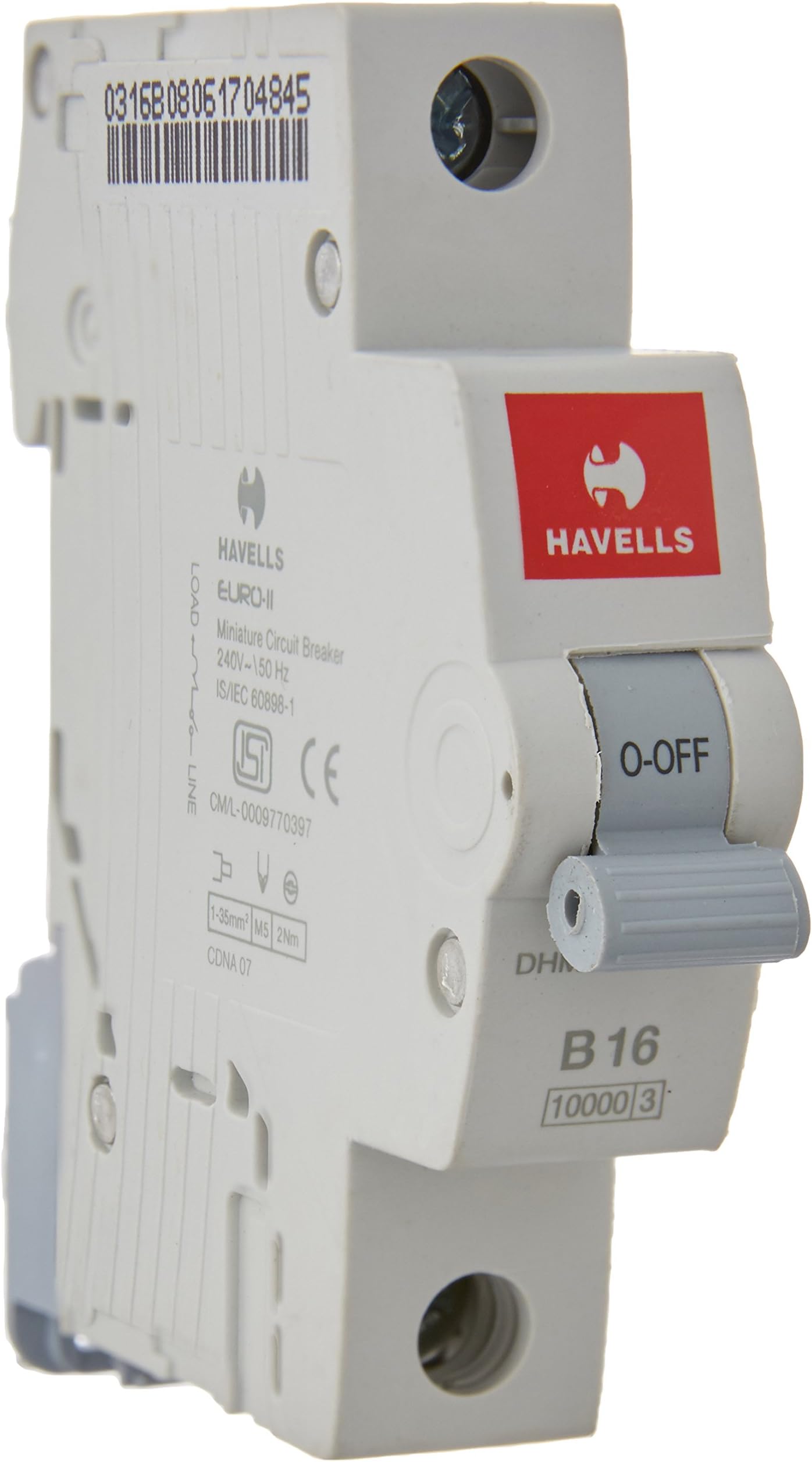 Havells DHMGBSPF016 PVC Plastic 16A MCB SP B Curve (White)