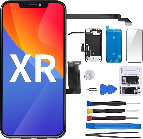 para iPhone XR Reemplazo de pantalla de 6.1 pulgadas con altavoz de oído y sensor de proximidad, pantalla LCD táctil 3D digitalizador montaje