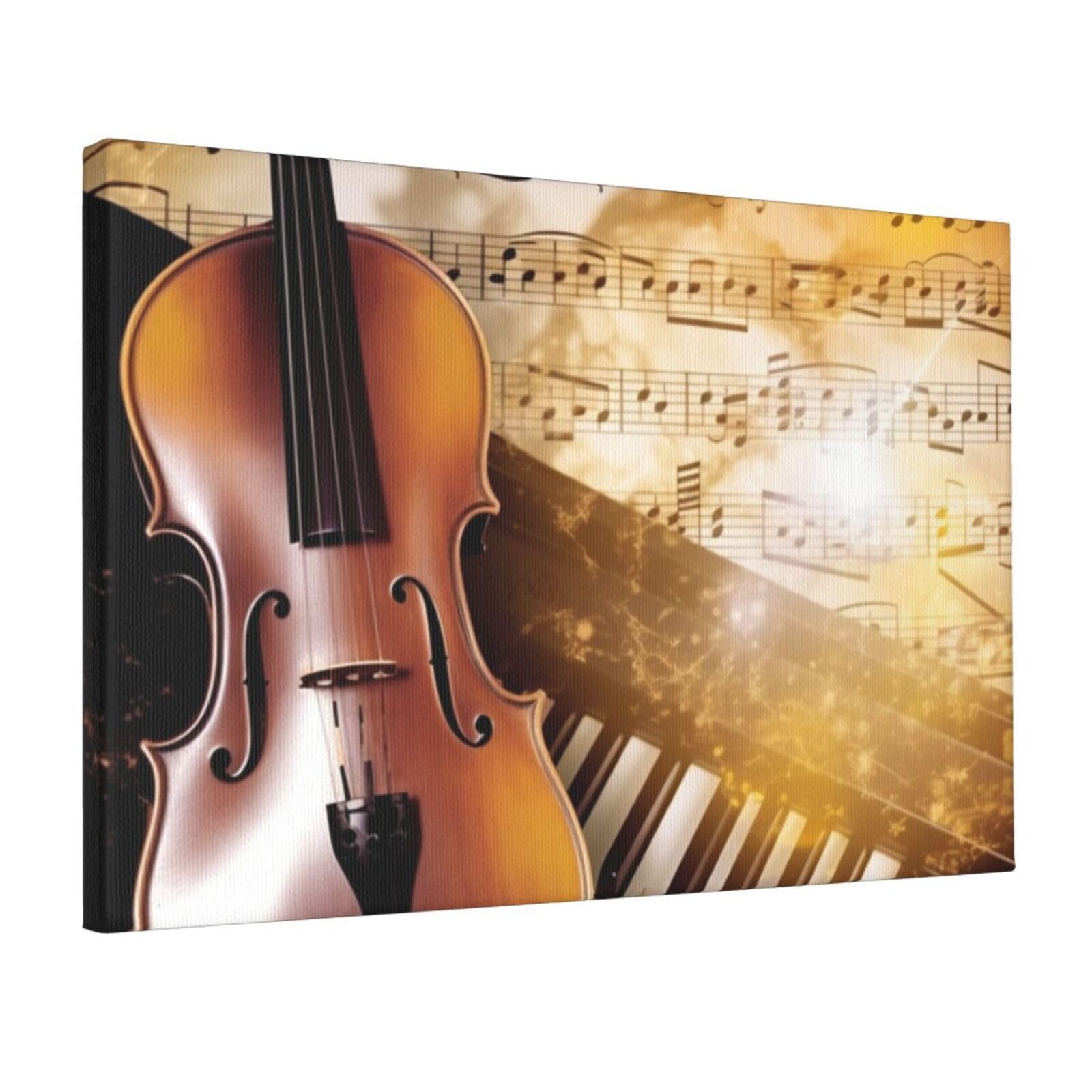 KLOPH Piano Violin Music Notes Canvas Wall Art for Living Room 12"x18" Modern Artwork Painting for Bathroom Hanging Canvas Prints Aesthetic Wallart for Bedroom Kitchen Office Wall Decor