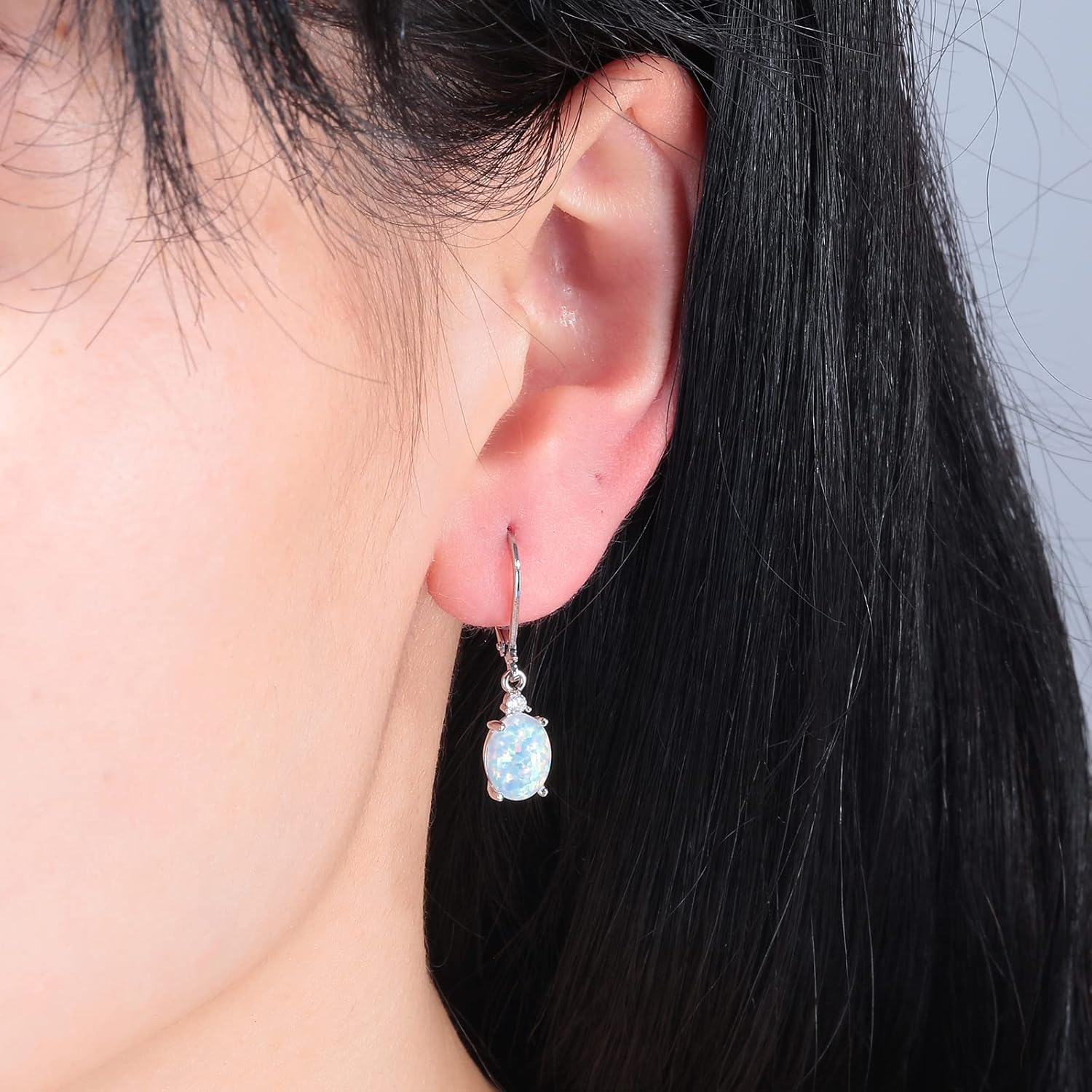 CiNily Opal Dangle Earrings for Women Trendy 14k Gold Plated Drop Dangle Earrings Created Fire Opal Drop Earrings Hypoallergenic Birthstone CZ Earrings Jewelry Gifts for Men Teen Girls - Image 2