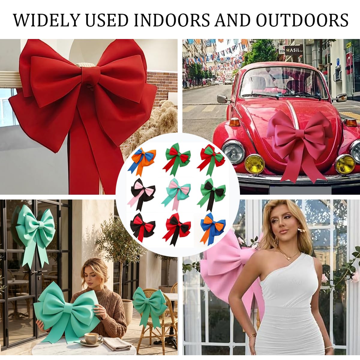 Lazos Gran Lazo Rojo Lazo Gigante Lazo Decorativo Lazo para Coche Lazo para Regalo Lazos Gigantes para Decoración de Coche para San Valentín, Boda, Navidad, Cumpleaños Verde Claro 50cm