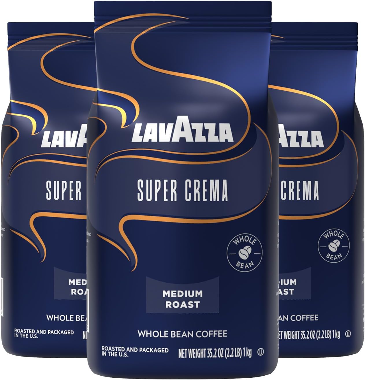 Italian "Super Crema" Espresso Whole Bean Value Pack (3 x 2.2 lb bags)