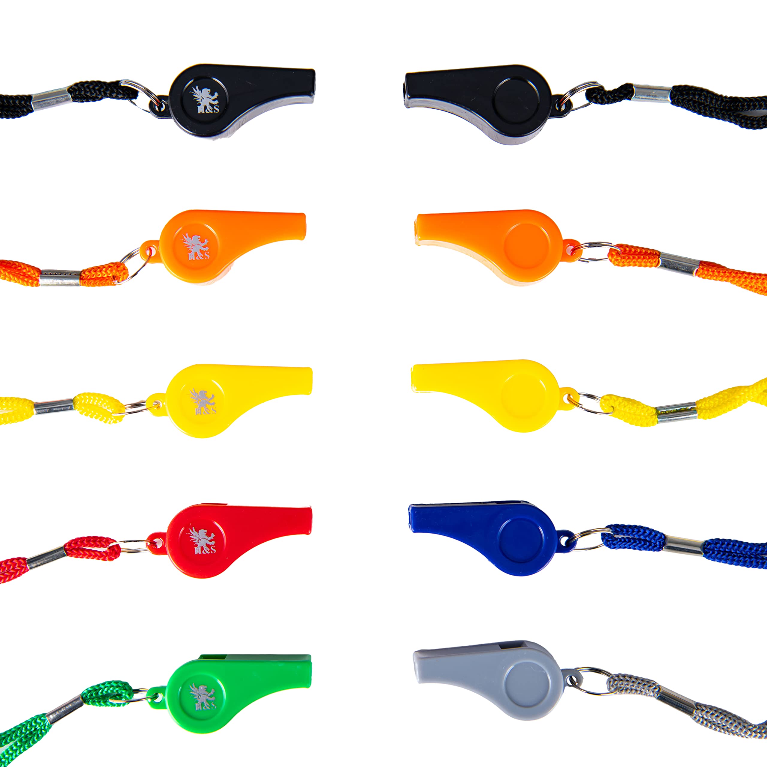 10pcs Plastic Referee & Coach Whistles with Lanyards for Football, Playground, Loud Sports & Coaching - Whistle