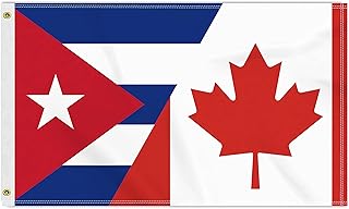 3×5 FT Canada Cuba Flag, Large 100D Canadian Cuban Friendship National Outdoor Banner,Doube Side Printing Decor For Patio Garden With Brass Gromment