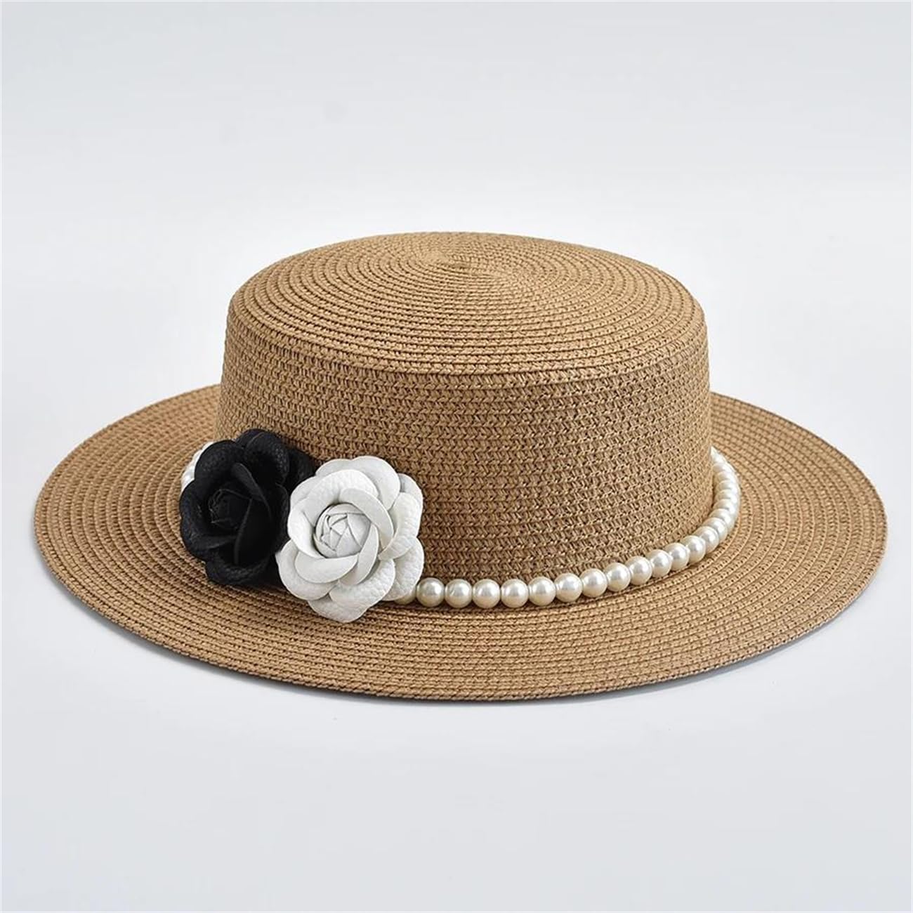 Cappelli di paglia da donna, stile francese, elegante, per vacanze, barca, estate, piatto, spiaggia, sole
