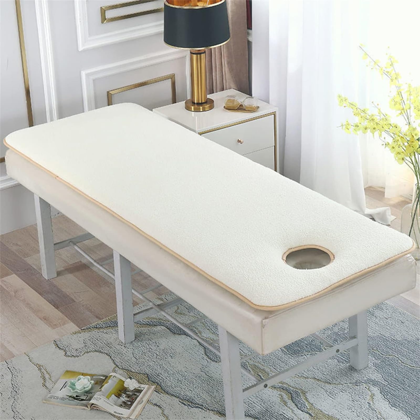 Surmatelas En Peluche Pour Table De Massage Lash Bed Topper Protège-Matelas Rembourrage De Lit Spa Avec Bandes Élastiques Couvre Matelas En Mousse À Mémoire Forme Pour Lit De Salon Beauté,01,60*180cm