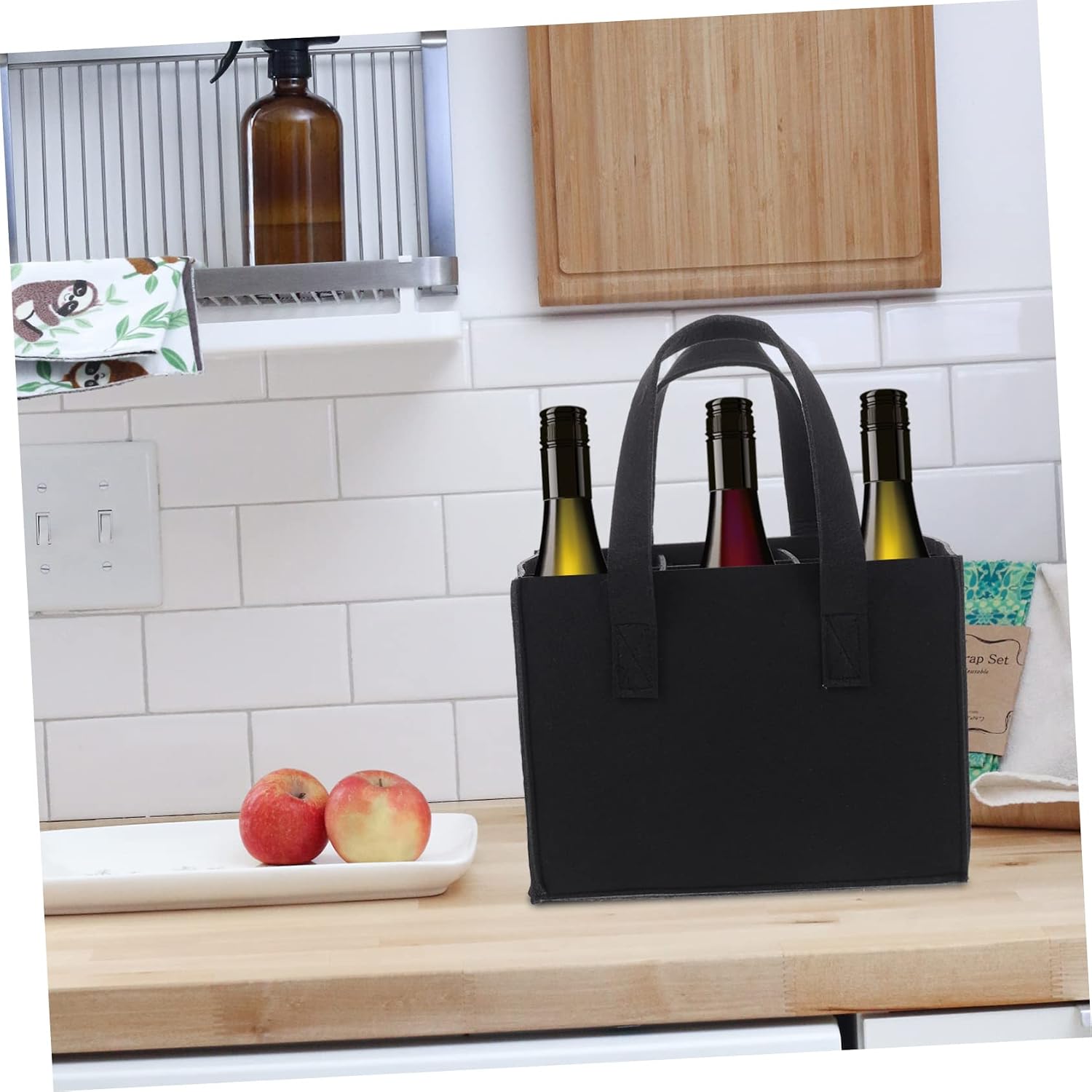 Hemobllo Wine Carrier for Travel Bottle Portable Wine Bag Removable Partition Soft