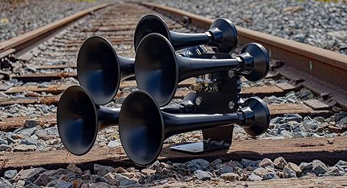 Miniatura 8 de Hornblasters Katrina - Bocina de tren (5 campanillas, 12/24 voltios), color negro