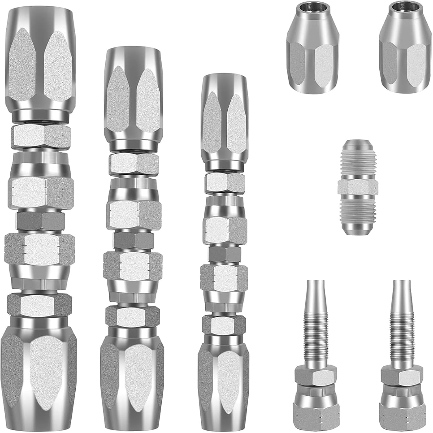3Pack Hydraulic Hose Repair Kit 1/4", 3/8", 1/2" Reusable Hydraulic Fitting