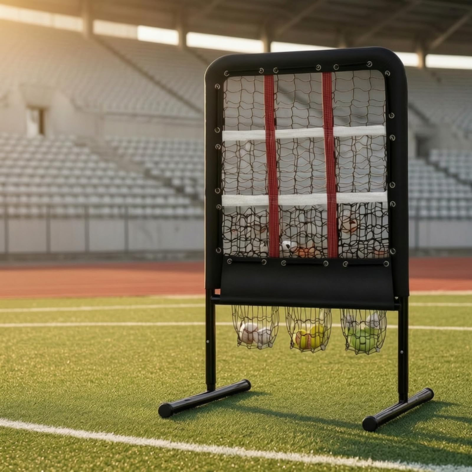 Red de Entrenamiento de Béisbol con Objetivo con Estructura Robusta Áreas Señaladas Altura Adaptable y Bolsa Portátil Adecuada para Sesiones Técnicas Entrenadores y Equipos Aficionados