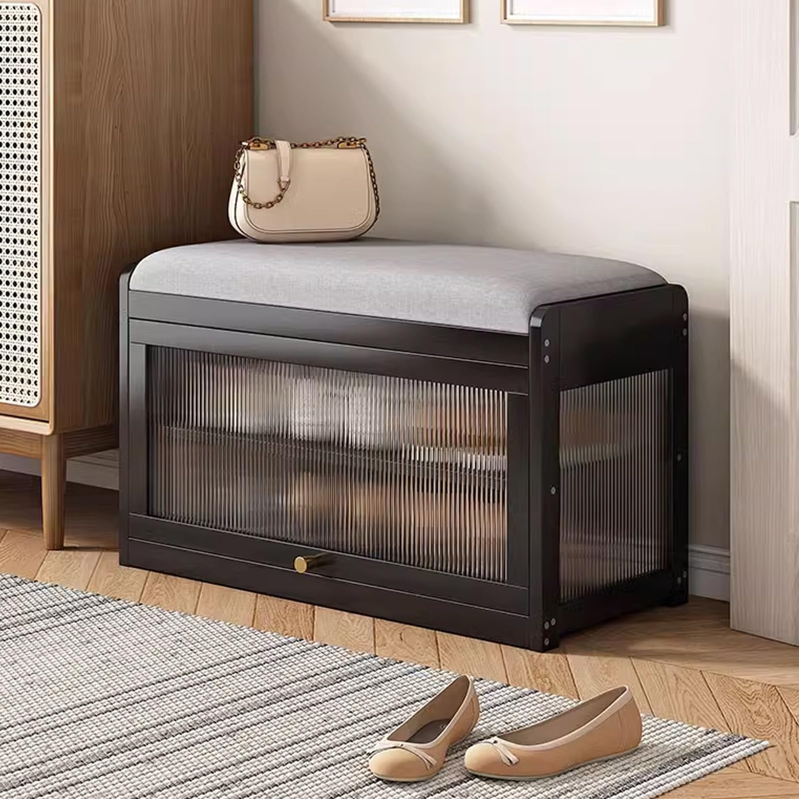 Banc de rangement à chaussures compact pour entrée encombrée