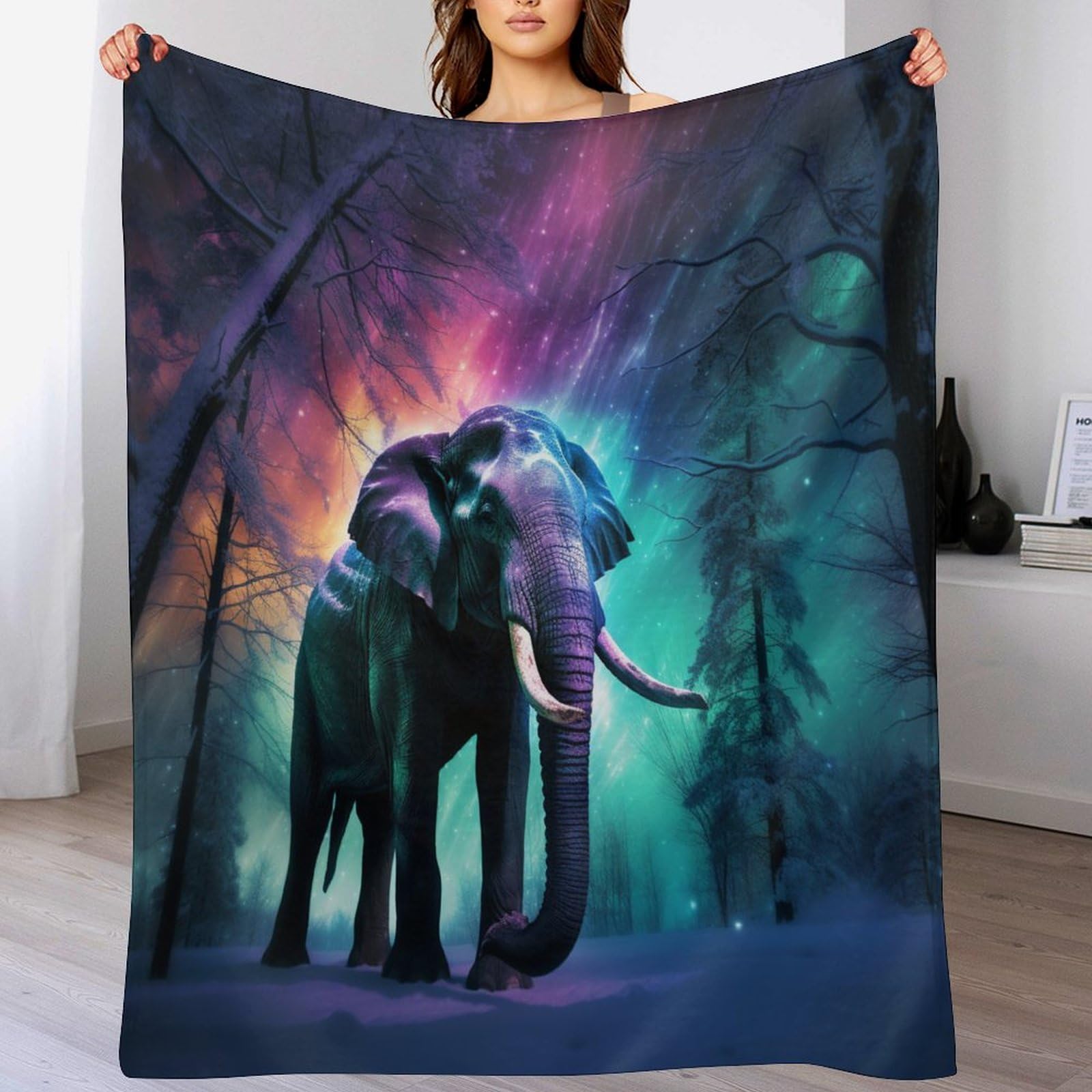 Plaid polaire éléphant chaud et moelleux contre le froid du canapé