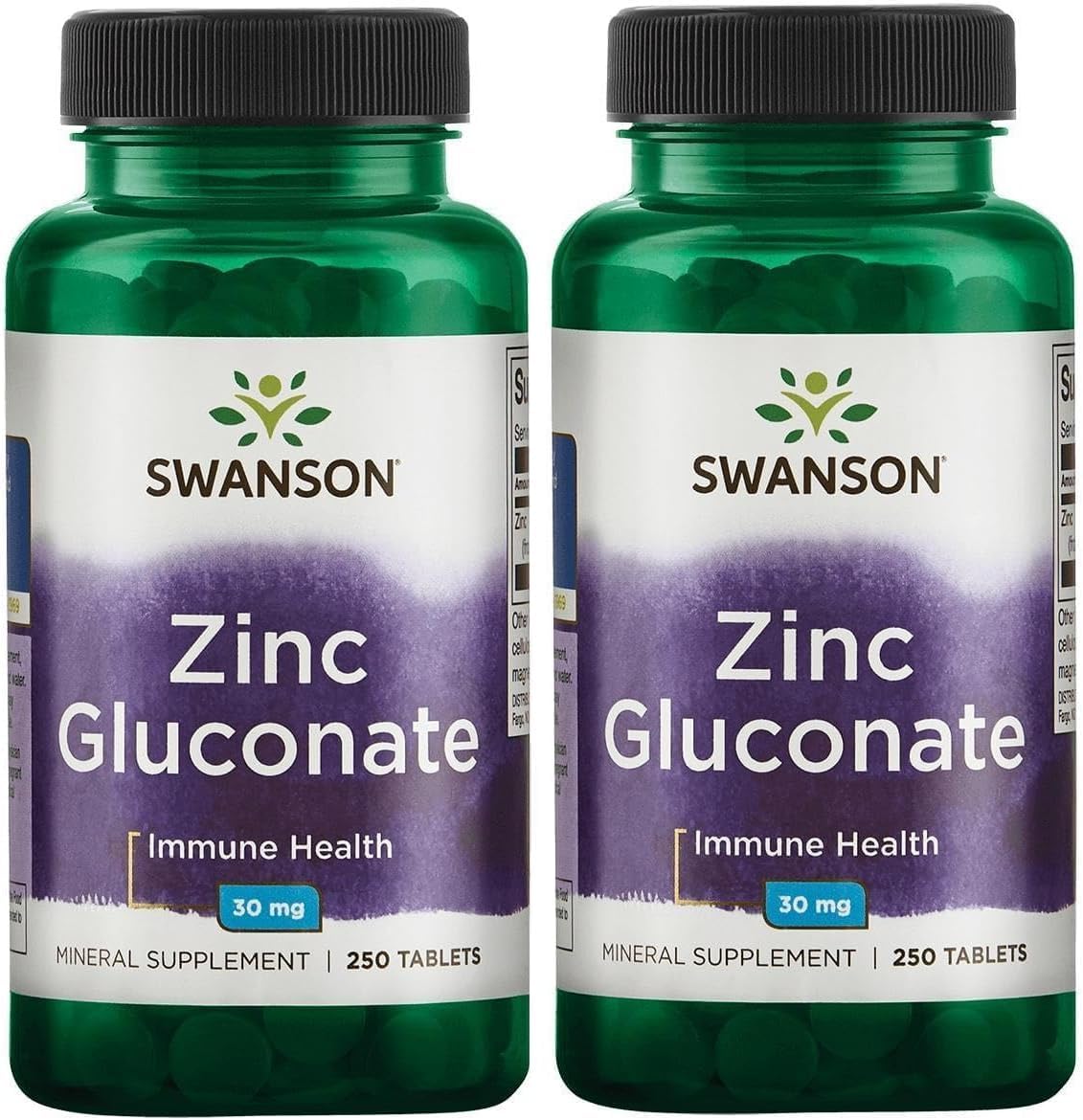Swanson Zinc Gluconate, Immune Support, 30 mg, 250 Tablets, 2 Pack 250 Count (Pack of 2)