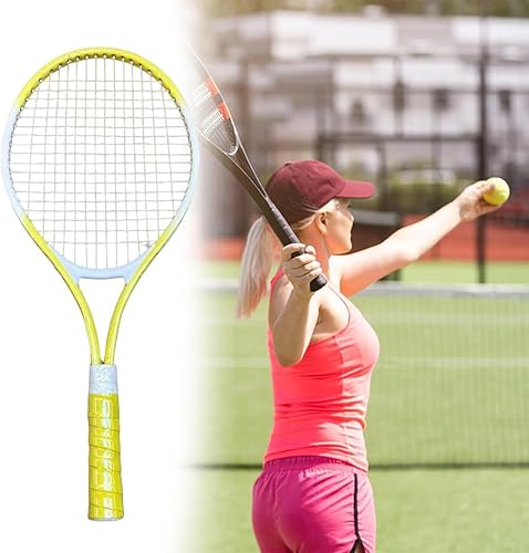 Miniatura 3 de Raqueta de tenis con agarre cómodo y cuerdas de nailon para práctica de playa, color amarillo
