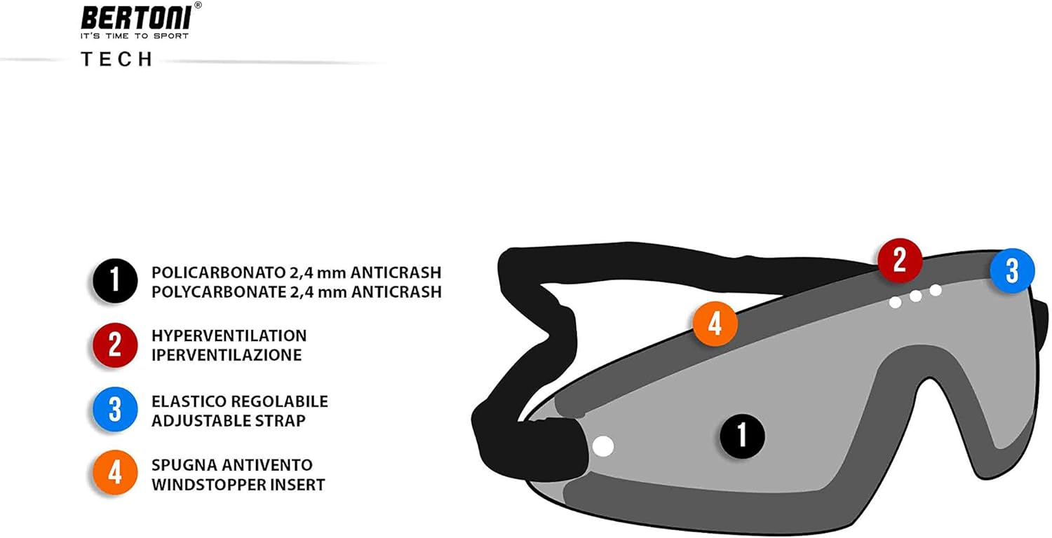 Bertoni Sport Goggles Optical RX Adaptor MTB Ski Skydiving Cycling Glasses AF79